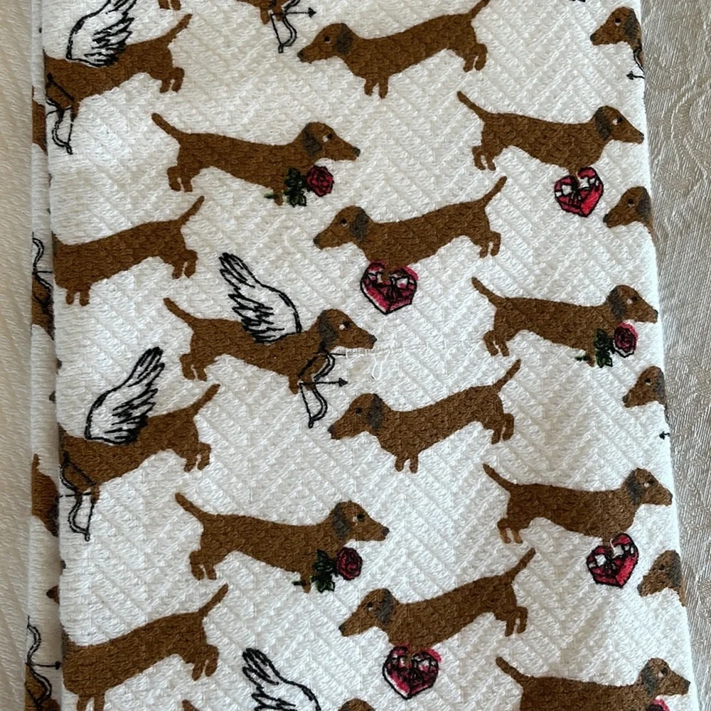Valentine’s Day themed dachshund kitchen towels set of two